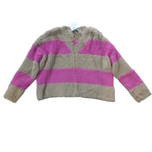 Strut and Bolt Fuzzy Women's Sweater Size S, Pink and Tan